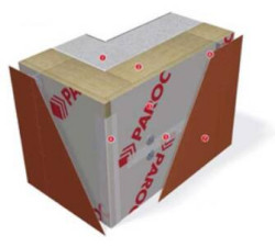 Narożnik dwupoziomowego szkieletu ściany wentylowanej - Paroc