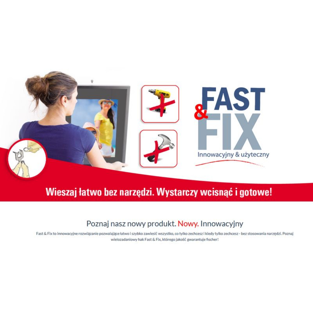 Sprytny metalowy hak Fast&Fix firmy fischer Polska