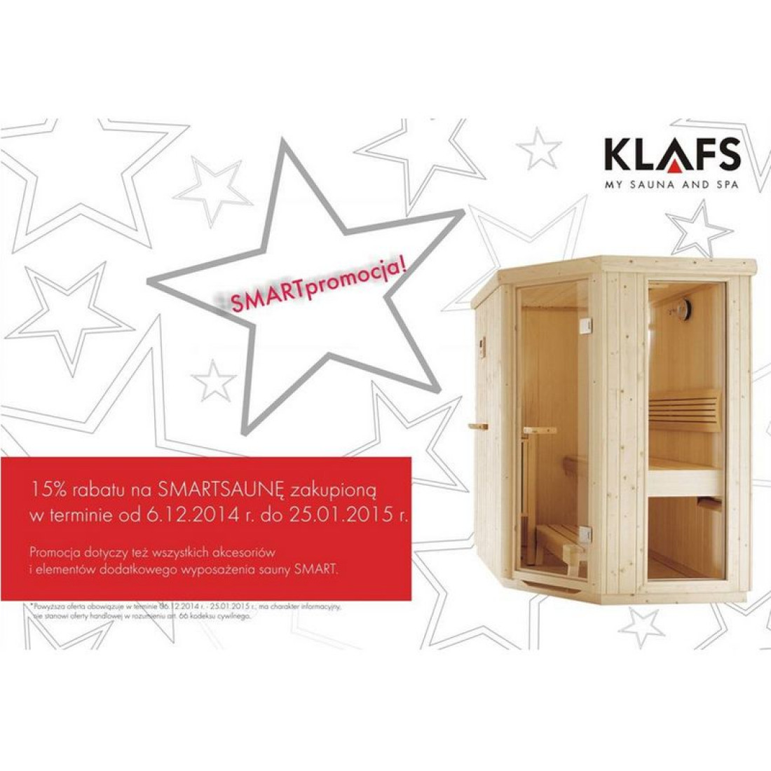 Promocja firmy Klafs na saunę SMART trwa do 25.01.2015 r.