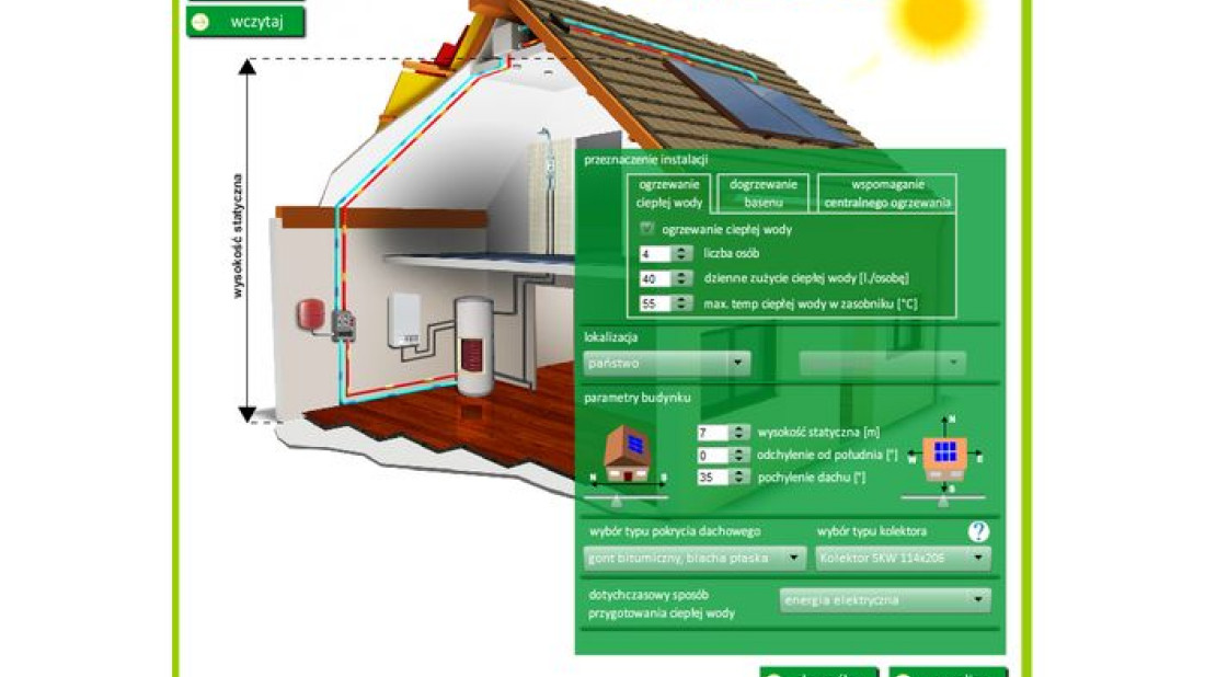 Kalkulator doboru elementów instalacji solarnej przedstawia firma FAKRO