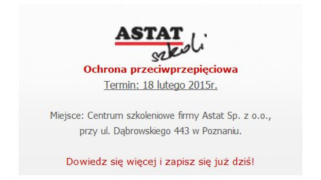 Firma ASTAT zaprasza na bezpłatne szkolenie "Ochrona przeciwprzepięciowa" 