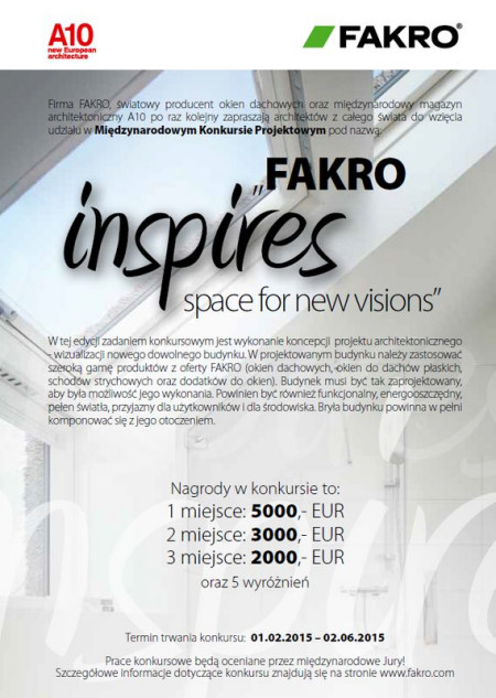 International Design Competition &quot;FAKRO inspires – space for new visions&quot;
