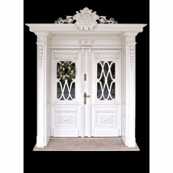 Drzwi białe z ozdobnym szprosem