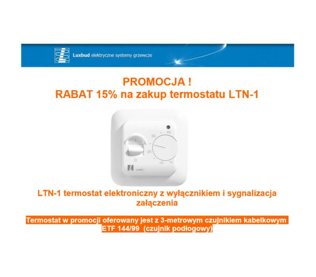 Promocja Luxbud: RABAT 15% na zakup termostatu LTN-1