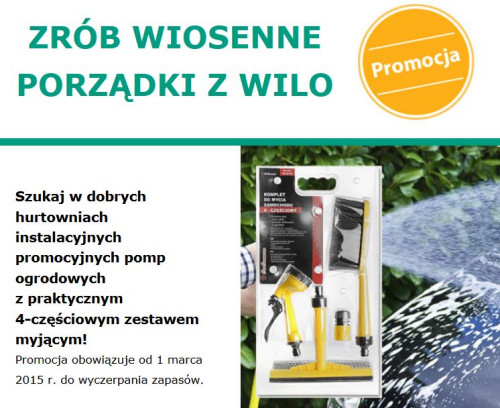 Promocja Wilo na wybrane pompy ogrodowe + zestaw myjący GRATIS