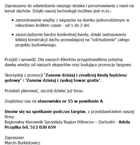 Wiązary Burkietowicz zaprasza na Targi Budowlane BUD-GRYF 27-29.03.2015