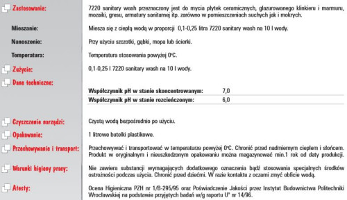 Mira 7220 Sanitary wash - specjalny środek do mycia płytek ceramicznych
