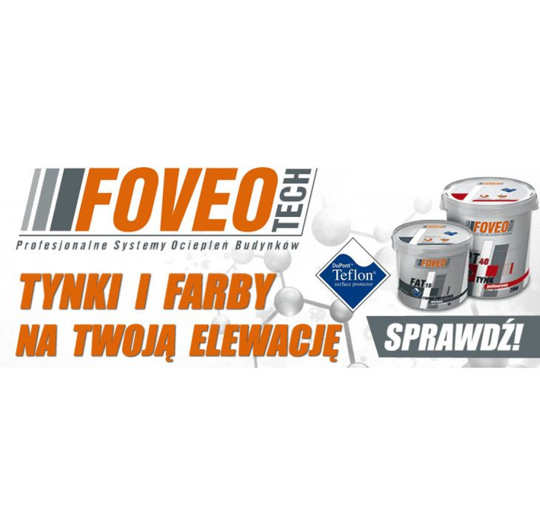 FOVEO TECH – Tynk Polimerowy TPT 40 oraz Farba Fasadowa Akrylowa FAT 15