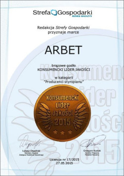 Brązowy Konsumencki Medal Jakości właśnie trafił do ARBETu