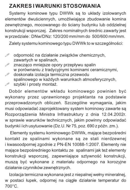 Przewody kominowe typu DWWk firmy WADEX