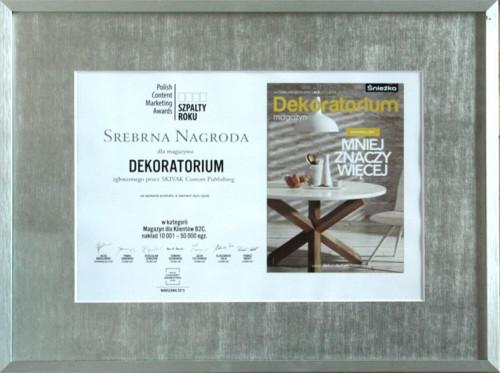 Złote i Srebrne Szpalty dla magazynu &quot;Dekoratorium&quot; przedstawia Śnieżka