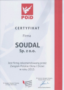 Związek Polskie Okna i Drzwi po raz kolejny rekomenduje firmę SOUDAL