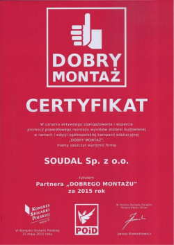 Związek Polskie Okna i Drzwi po raz kolejny rekomenduje firmę SOUDAL