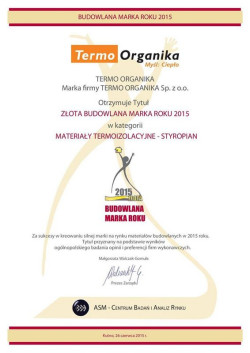 Budowlana Marka Roku 2015 dla Termo Organiki