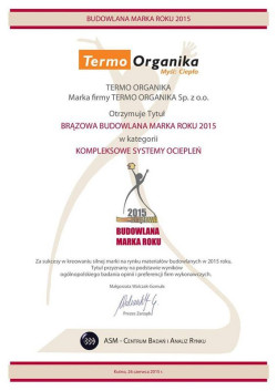 Budowlana Marka Roku 2015 dla Termo Organiki