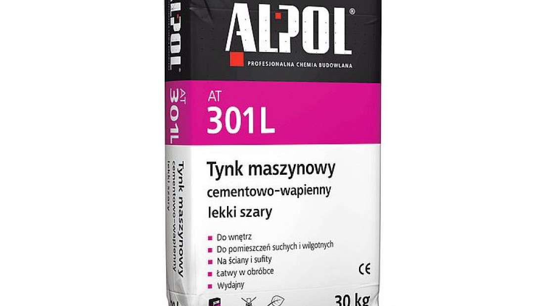 Tynk maszynowy cementowo-wapienny lekki szary AT 301 L ALPOL