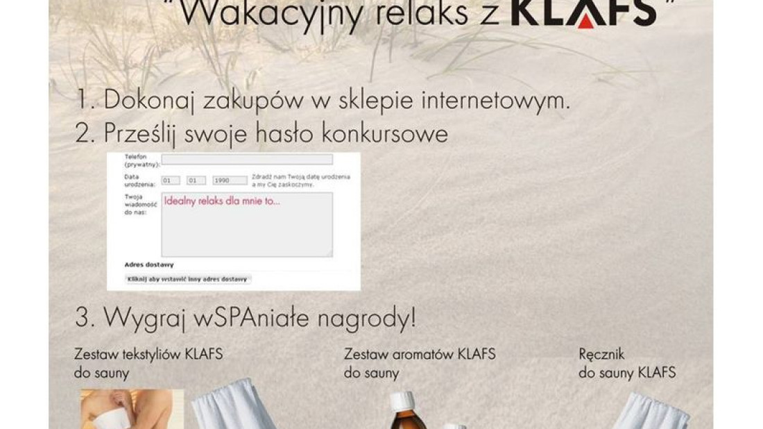 Konkurs KLAFS - dokończ zdanie: Idealny relaks dla mnie to…