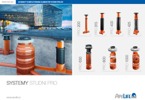 Schematy kompletowania studni PRO przedstawia PIPELIFE