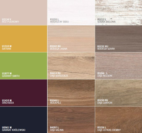 Bogata gama kolorystyczna oraz ogromny wybór struktur powierzchni dekorów umożliwia idealne dopasowanie i zaprojektowanie estetycznych i trwałych rozwiązań do Twoich wnętrz