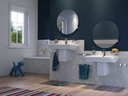 Lustrzana tafla naturalnie wpisuje się w przestrzeń domowej umywalki