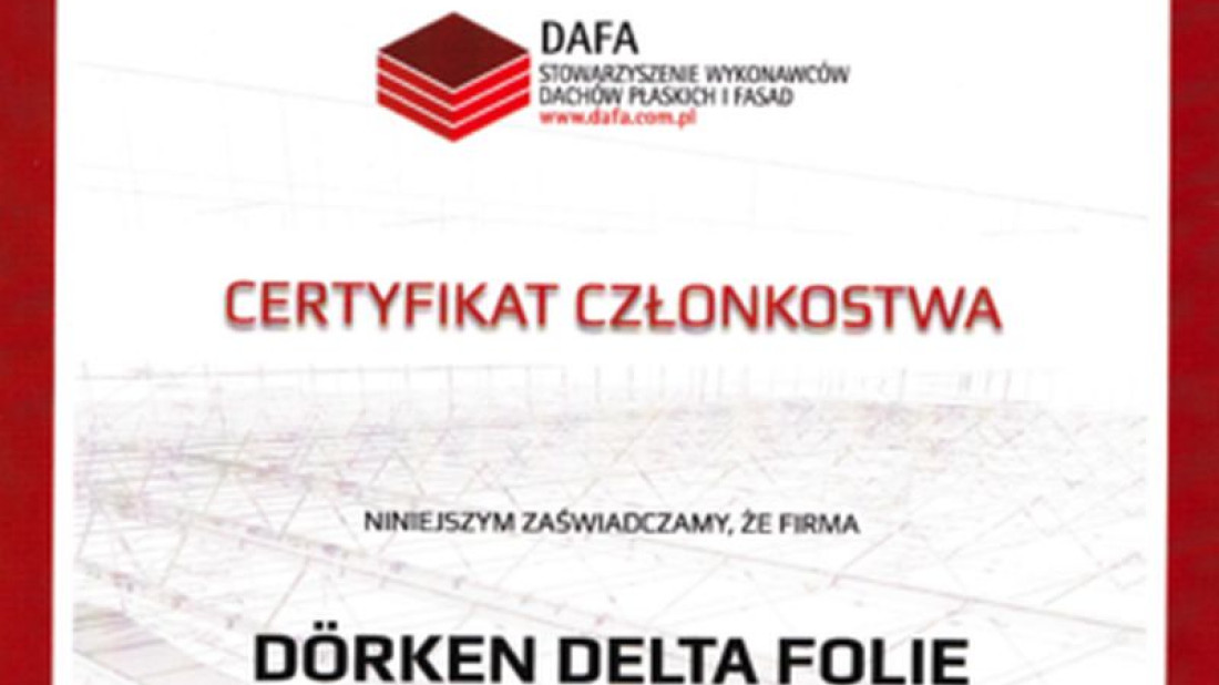 Certyfikat DAFA dla Dörken Delta Folie