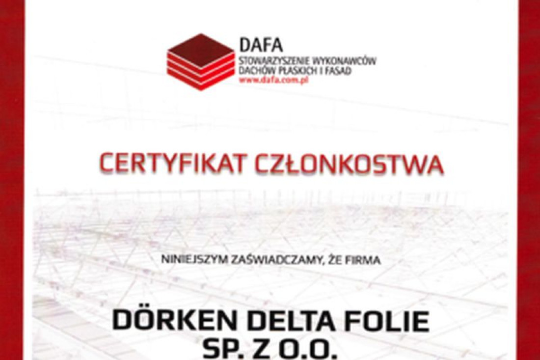 Certyfikat DAFA dla Dörken Delta Folie
