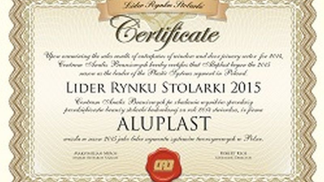 Aluplast Liderem Rynku Stolarki 2015