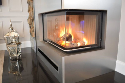 Wkład grzewczy kategoria DOBRA MARKA narożna szyba gięta podnoszona do góry