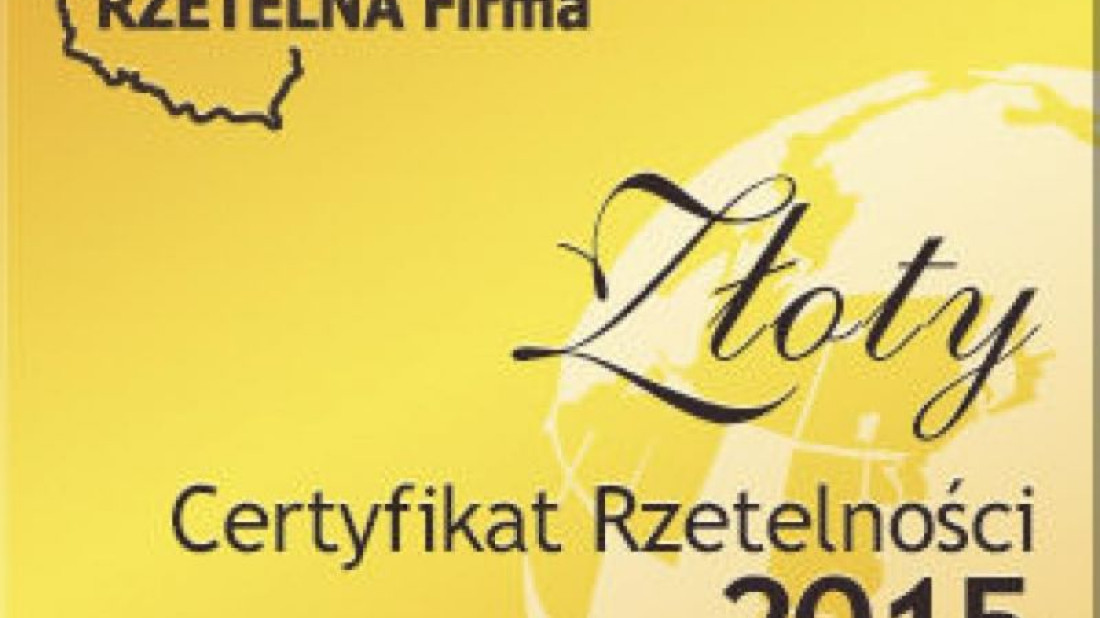 Złoty Certyfikat Rzetelności 2015 dla firmy Steinbacher Izoterm