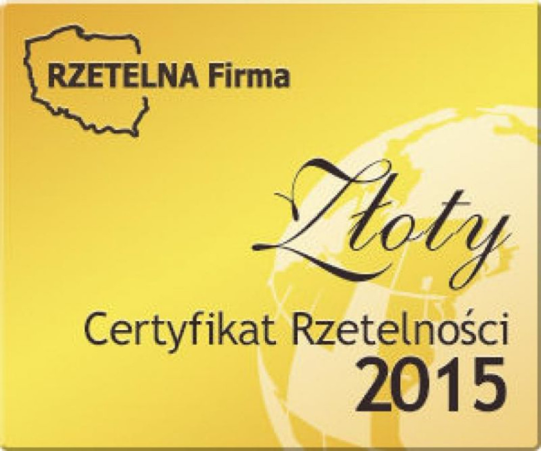 Złoty Certyfikat Rzetelności 2015 dla firmy Steinbacher Izoterm