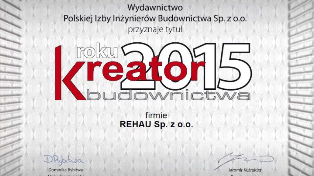 REHAU Kreatorem Budownictwa roku 2015