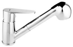 Nieco industrialna forma baterii jest rozwiązaniem dla modnego wnętrza kuchni