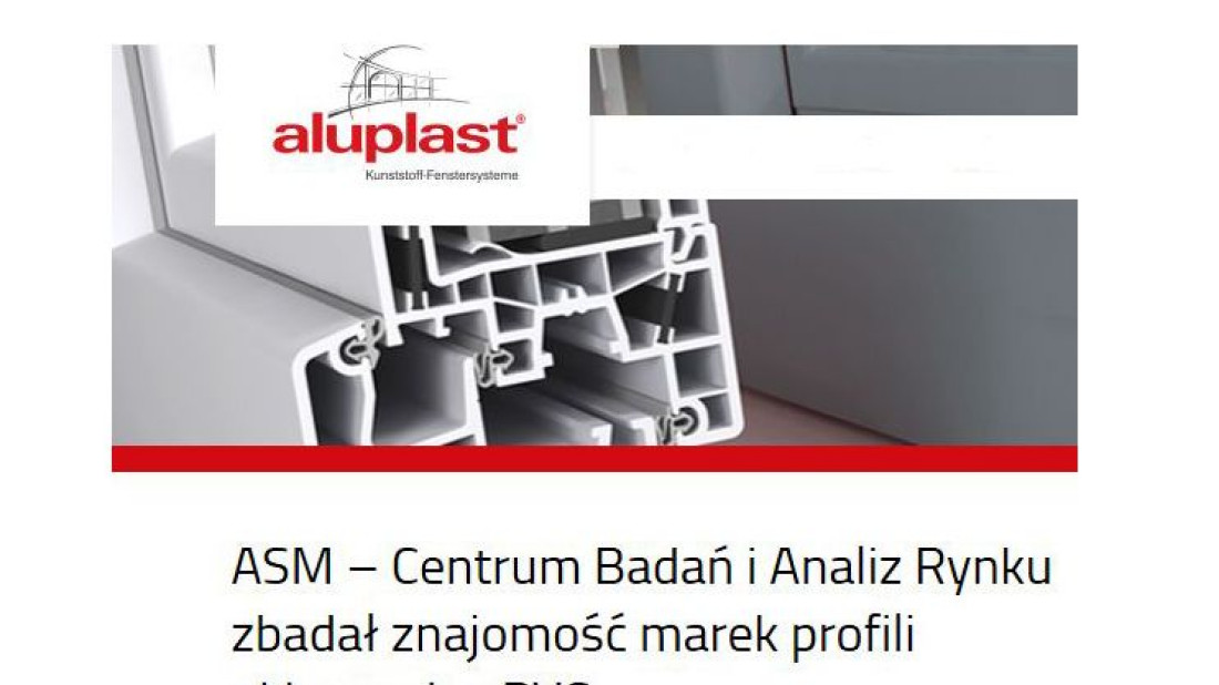 aluplast: ASM – Centrum Badań i Analiz Rynku zbadał znajomość marek profili okiennych z PVC