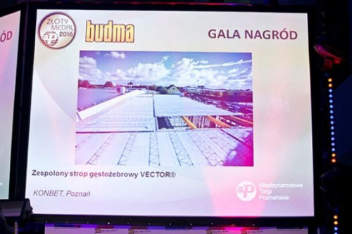 Złoty Medal za najlepszy produkt jakim został nagrodzony Zespolony Strop Gęstożebrowy VECTOR