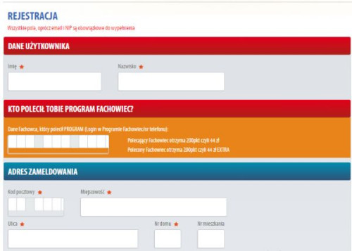 Formularz rejestracyjny