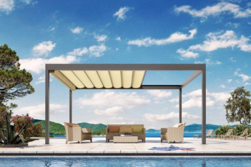 Konstrukcja pergol BAVONA zachwyca nowoczesnym wyglądem i wyrafinowaniem zintegrowanych rozwiązań technicznych