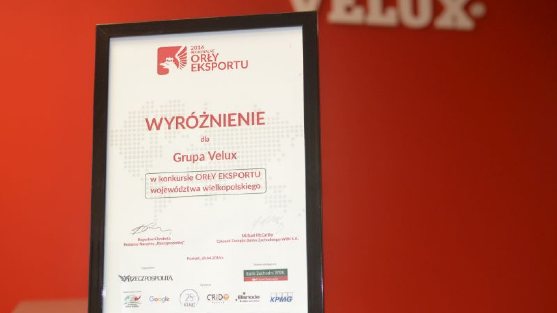 Grupa VELUX wyróżniona w konkursie Regionalne Orły Eksportu