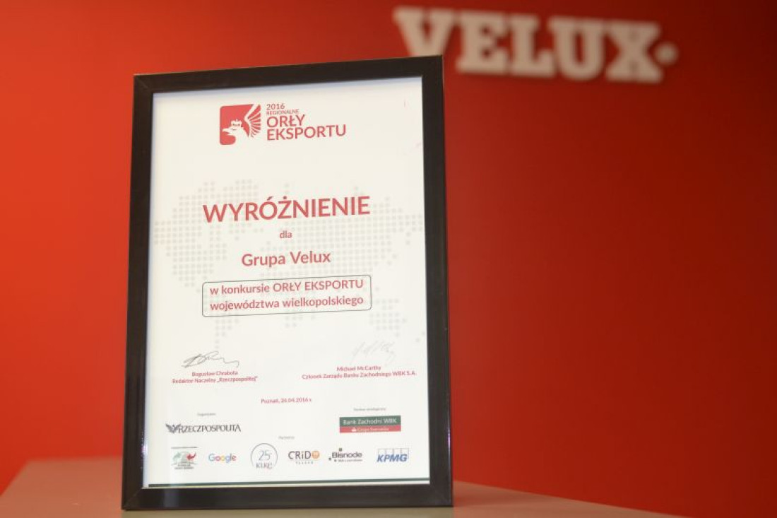 Grupa VELUX wyróżniona w konkursie Regionalne Orły Eksportu