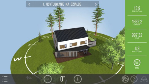 Zmiana orientacji budynku względem stron świata zmienia zapotrzebowanie na energię cieplną, roczne rachunki za energię i emisję gazów cieplarnianych