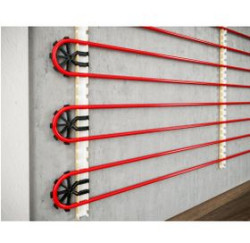 Rury grzewcze o średnicy 12 lub 14 mm mocowane są na ścianie za pomocą specjalnych listew montażowych RAIL