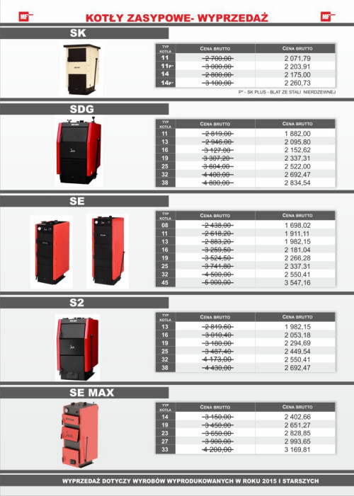 Wyprzedaż dotyczy takich modeli jak: SK, SDG, S2, SE