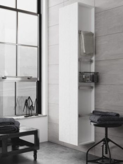 Zainspirowane postindustrialnym stylem miejskich loftów szafki podumywalkowe i słupek