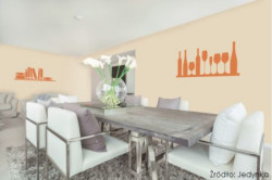 Jeśli nie chcemy malować całej ściany na intensywniejszy kolor, warto postawić na jarzębinowe akcenty na bardziej stonowanym tle