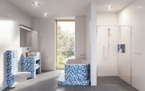 Zabudowa łazienki płytą budowlaną – przed i po (fot. Ultrament)