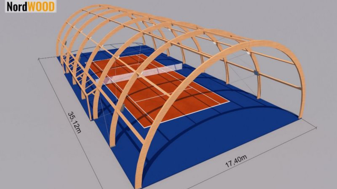 Nowość NordWOOD!!! Kort tenisowy - hala tenisowa łukowa z pokryciem membranowym