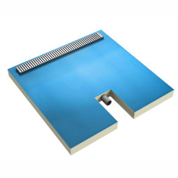 Płyta budowlana brodzikowa z liniowym odpływem zintegrowanym