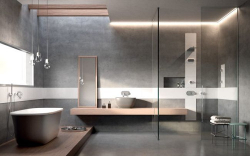 Dziś nic nie stoi na przeszkodzie, by urządzenia sanitarne zostały umieszczone na środku łazienki