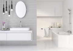 OPOCZNO: Nowoczesna łazienka: jasna i z efektem głębi