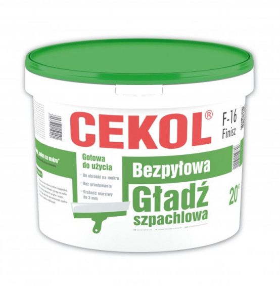 Bezpyłowa gładź szpachlowa CEKOL F-16 Finisz