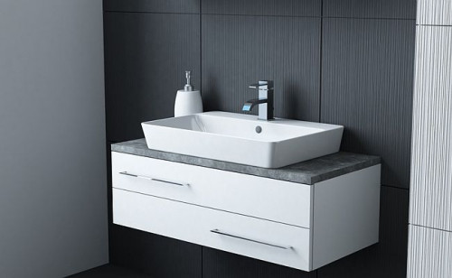 Oprócz białego blaty dostępne w kontrastujących dekorach rdzy i szarego kamienia